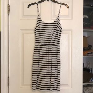 navy and white striped summer dress